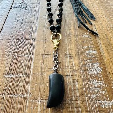 Kingsley Rosary Box Chain Necklace in Gunmetal, 8MM