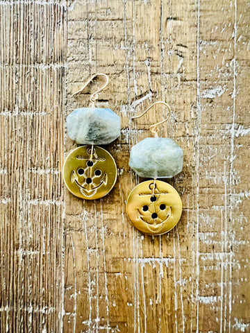 Labradorite Quartz Earrings in Gold Filled, 20MM