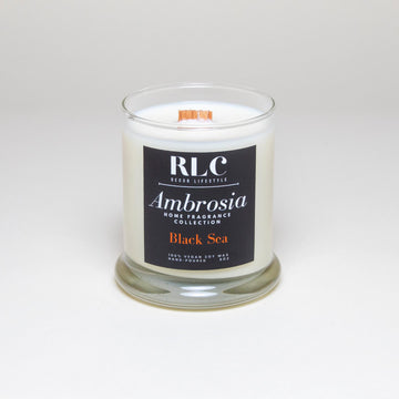 RLC Decor Lifestyle - Ambrosia Collection - Vegan Soy Black Sea Candle - A Chicago-based lifestyle brand. We provide 100% Handpoured Vegan Soy Candles for home & small office, travel candles, home decor, and jewelry.