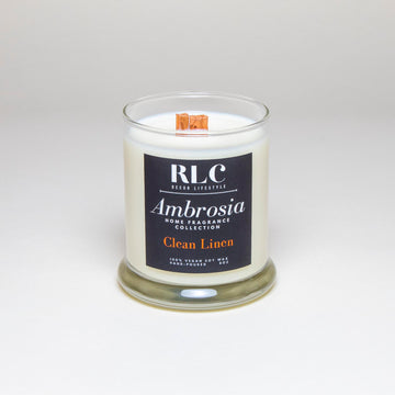 RLC Decor Lifestyle - Ambrosia Collection - Vegan Soy Clean Linen Candle - A Chicago-based lifestyle brand. We provide 100% Handpoured Vegan Soy Candles for home & small office, travel candles, home decor, and jewelry.