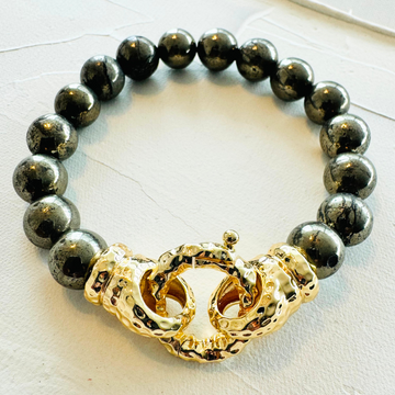 Pyrite Bracelet with Gold Plated Clasp, 10MM