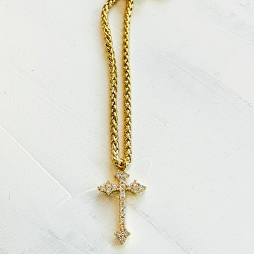 Gold Filled Cross  Box Chain Necklace in Gold Filled, 3.6MM