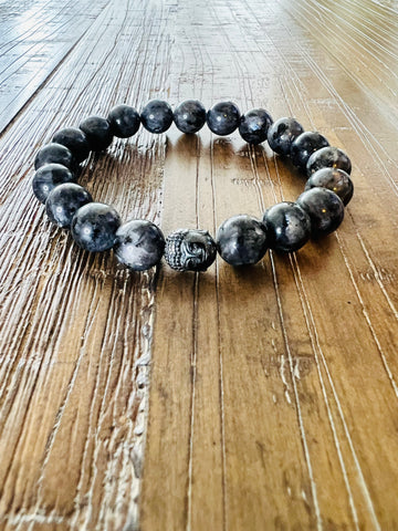 Larvikite Black Stacked Bracelet Set of 3, 10MM