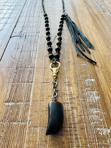 Kingsley Rosary Box Chain Necklace in Gunmetal, 8MM