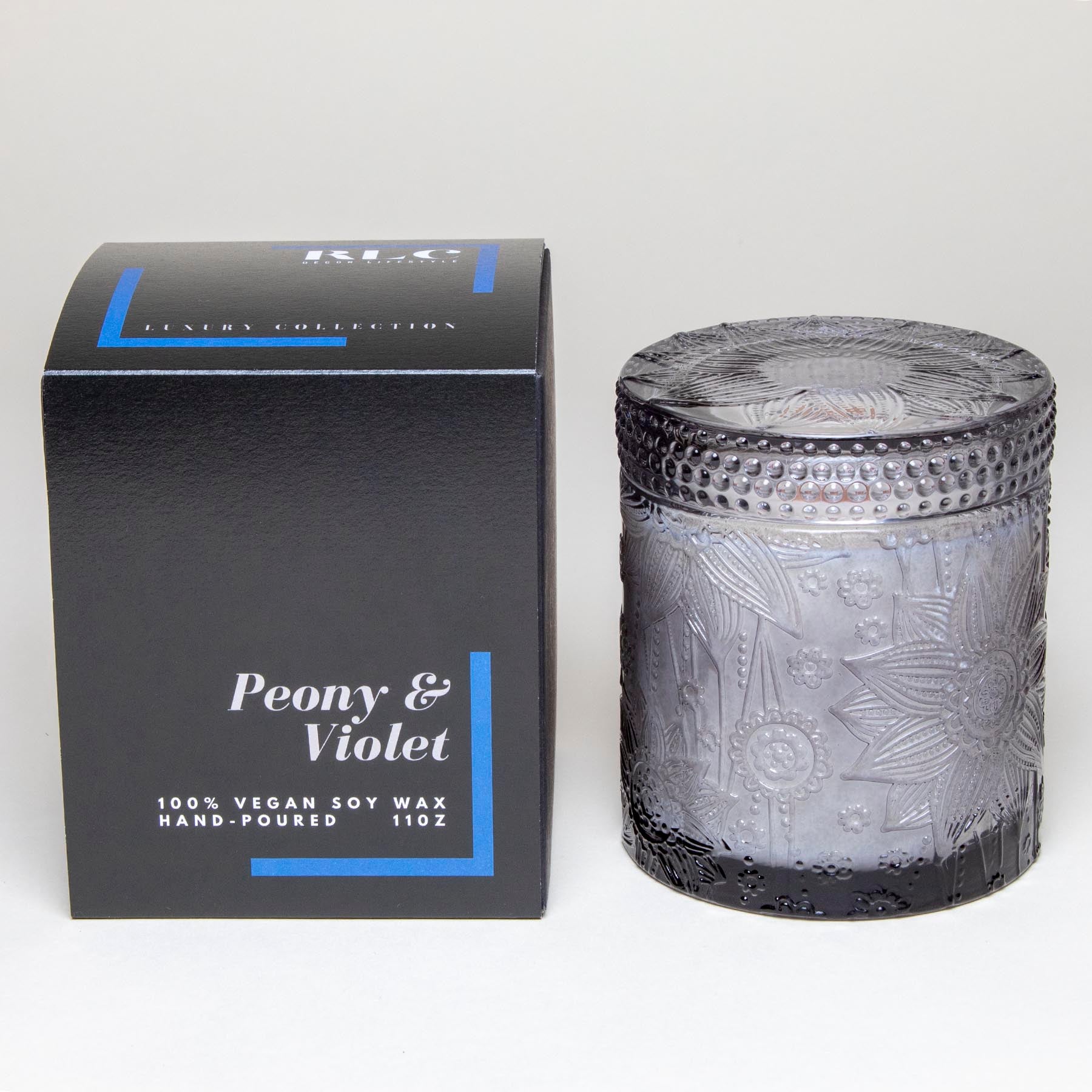 Peony & Violet Luxury 100% Vegan Soy Candle - RLC Decor Lifestyle